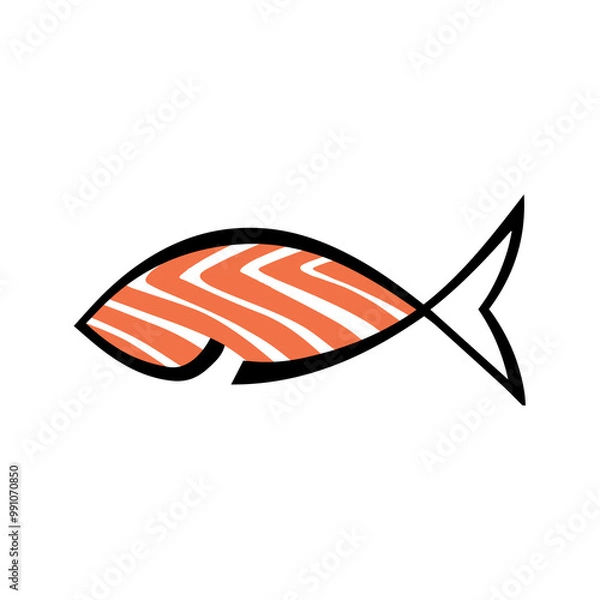Obraz Sushi fish salmon logo vector