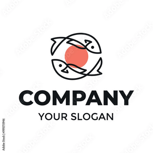 Obraz Sushi fish salmon logo vector