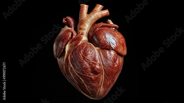 Obraz Human heart on a black background.