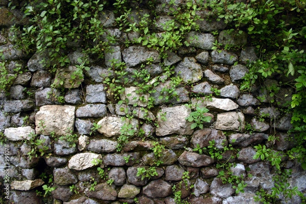 Obraz stone wall at ninfa gardens