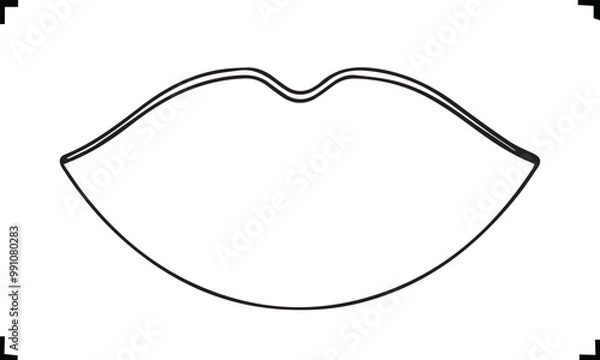 Fototapeta Outline Drawing of Lips: Minimalist Black and White Vector Illustration of Human Mouth, Simple Line Art Design for Graphic Projects
