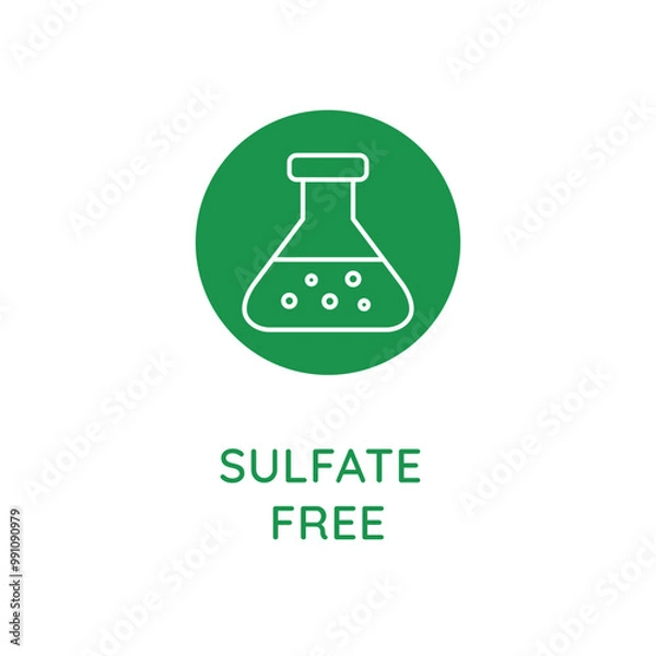 Fototapeta Vector line design element, badge and icon for food and cosmetics packaging in mono linear style - sulfate free