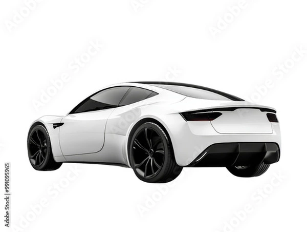 Fototapeta A white car with black wheels