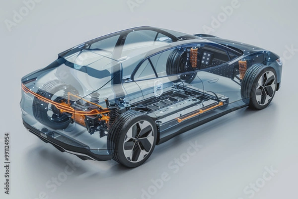 Obraz High-power battery technology for electric vehicles, realistic.