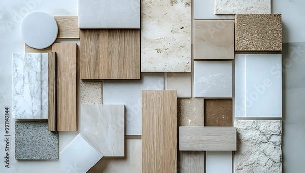 Fototapeta Abstract background of various materials like wood, stone, and concrete.