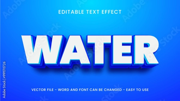 Fototapeta Editable text effect water in 3d style
