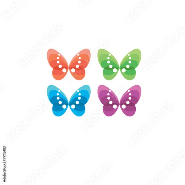 Fototapeta 4 colored butterfly logotype design 