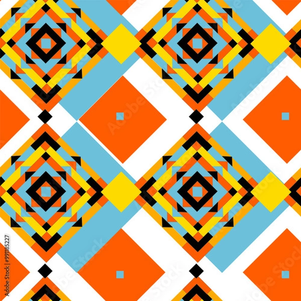 Fototapeta Vector seamless texture in the style of Sicilian ceramics