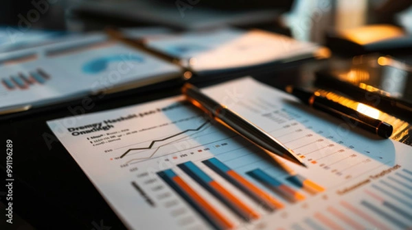 Fototapeta A detailed investment strategy document, showing a mix of stocks, bonds, real estate, and alternative assets for balanced growth.