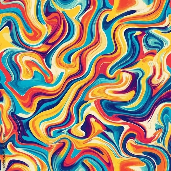 Fototapeta Abstract Colorful Swirling Seamless Pattern.