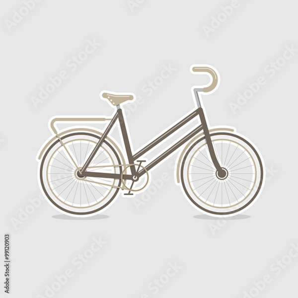 Fototapeta Retro Bicycle, transportation vehicles, Flat style vector illustration