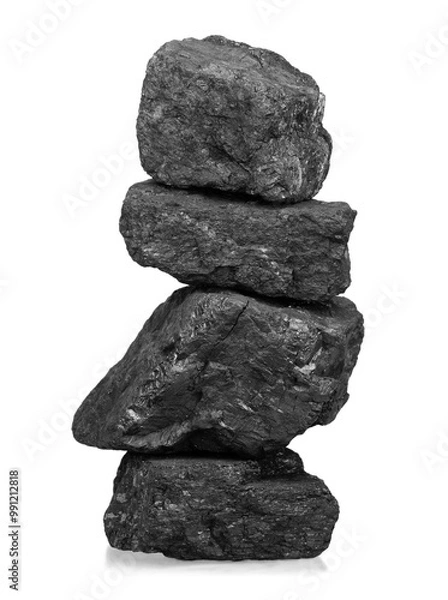 Obraz Stack of coal on white background.