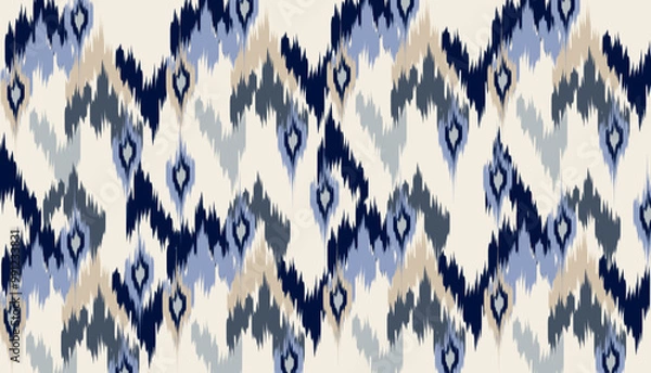 Fototapeta geometric ethnic vintage texture vector art design. textile fashion pattern line ikat seamless pattern and batik fabric texture asian background wallpaper geometry indian. Ethnic abstract ikat art .
