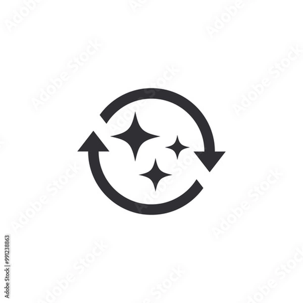 Fototapeta Generation. Regeneration icon. Creation symbol. Magic incarnation. Return icon. History line. Update sign. Improvement. Generate button. Prompt icon. Reincarnation sign. Remake sign. Formation icon