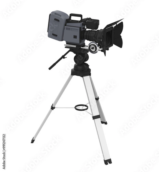 Fototapeta Video Camera on the Tripod Isolated