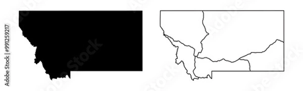 Fototapeta Montana State Border With Interstate Highway Lines