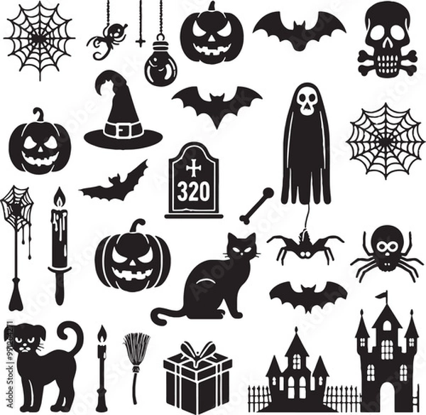 Obraz Halloween Icons and Silhouettes for Vector Design