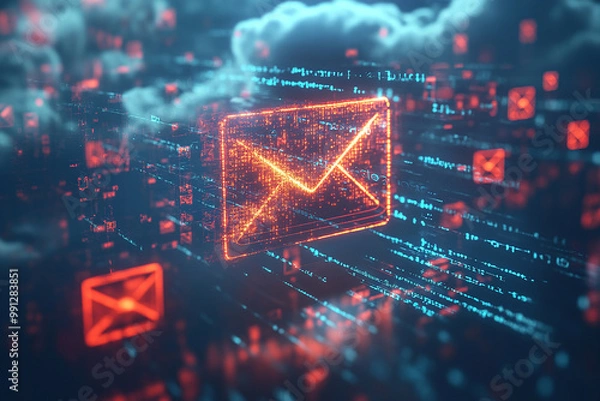 Fototapeta digital email notification for business ideas with isolated background generated by AI