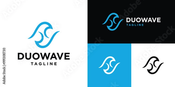 Fototapeta Vector design template of simple wave logo. ocean, beach, island. Icon symbol EPS 10.
