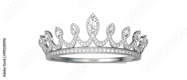 Obraz A white and silver tiara with diamonds