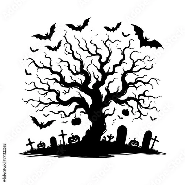 Fototapeta Halloween Night Tree Vector