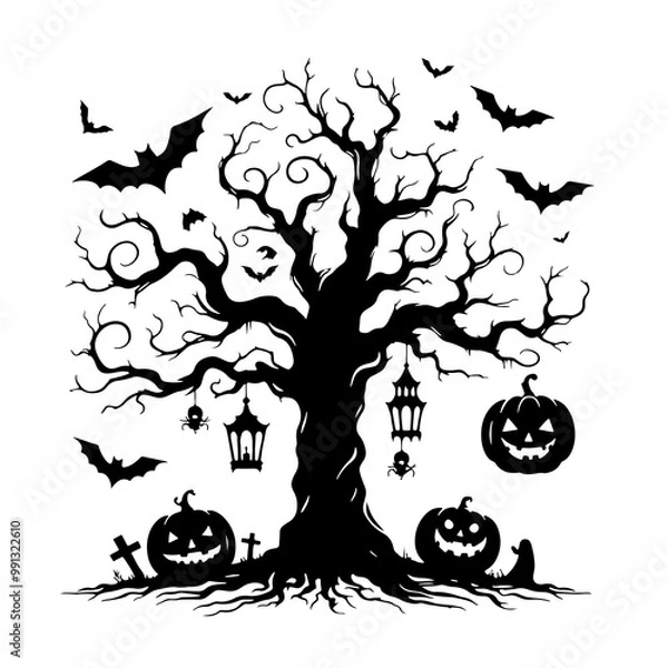 Obraz Dark Halloween Tree