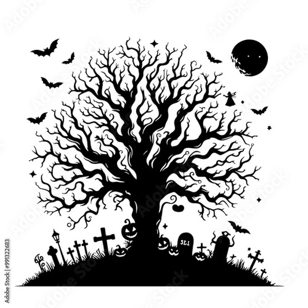 Fototapeta Dark Halloween Tree