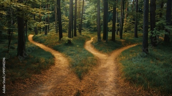 Fototapeta many ways to choose in the forest