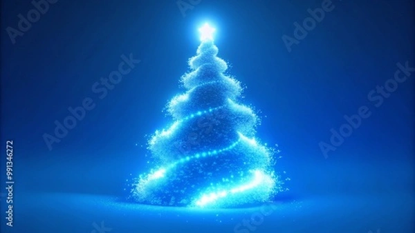 Obraz christmas tree on blue