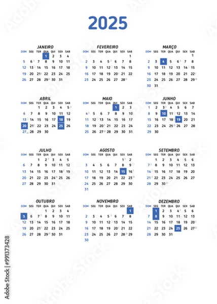 Obraz Calendário 2025 PT