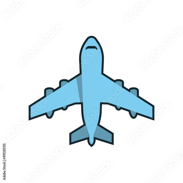 Obraz Blue airplane seen from above logo vector