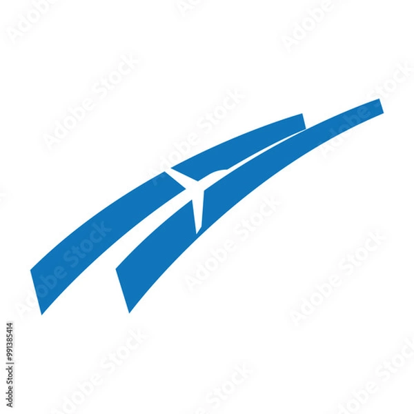 Obraz hidden airplane between two blue lines logo vector