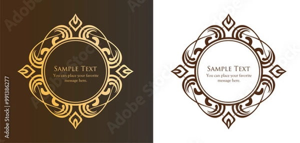 Fototapeta クリスマスモチーフのフレームデザインセット。ゴージャスでエレガントなデザイン素材
