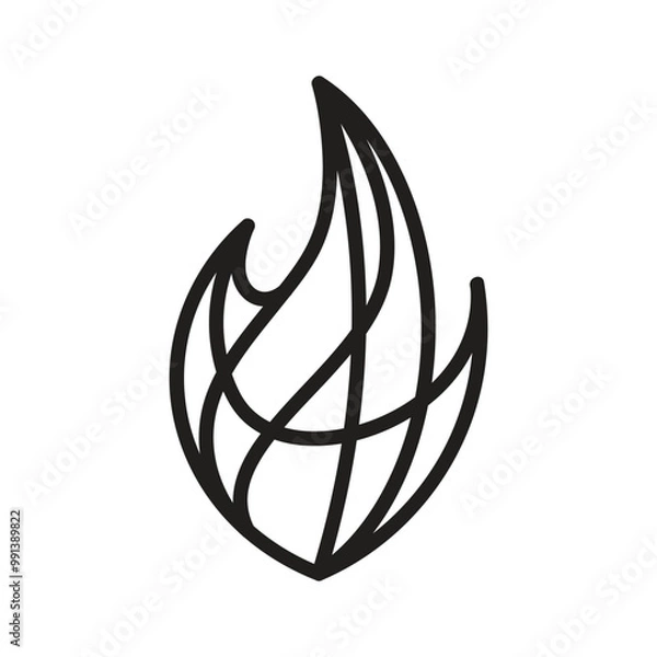 Obraz connected lines form a fire frame logo vector