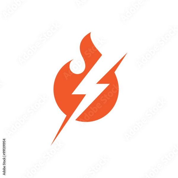 Obraz combination of hidden electricity and fire logo vector