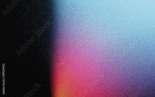 Fototapeta Grainy gradient background, A vibrant abstract background showcasing a gradient of colors transitioning from black to pink and blue, ideal for artistic or modern design projects.