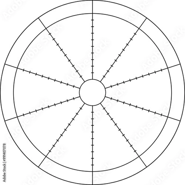 Fototapeta Life balance wheel in ten parts. Vector printable template for daily planner, journal, notebook