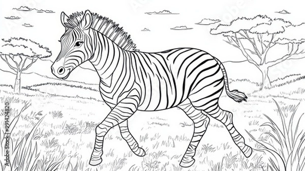 Fototapeta Zebra in the African Savanna