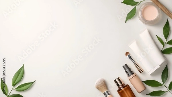 Obraz Composition of cosmetics and natural elements, perfect for beauty and skincare themes.