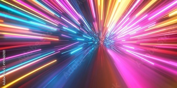 Fototapeta Abstract light speed background with colorful lights
