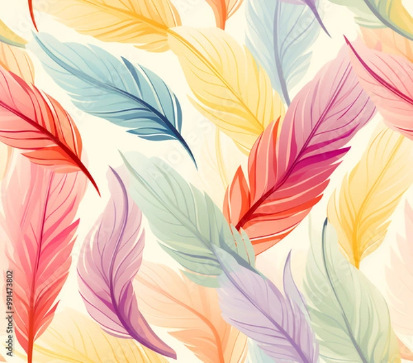 Obraz Seamless pastel feather pattern, soft concept for modern design.