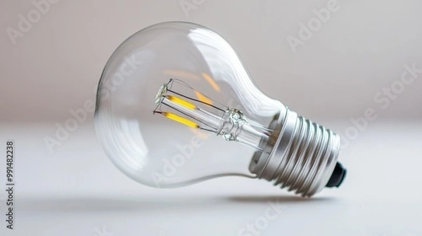 Obraz A close-up of a LED light bulb on a white background, with the intricate details of its structure visible, symbolizing energy efficiency and modern technology.