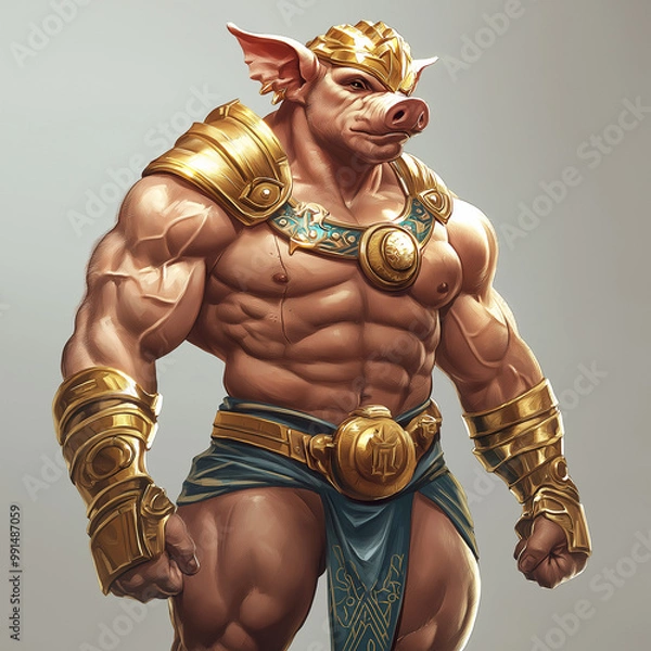 Fototapeta A pig character for slot game, video game, Mobile game, Illustration