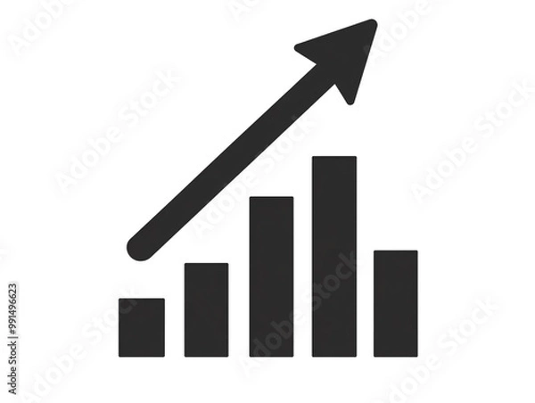 Obraz a black graph with arrow pointing up