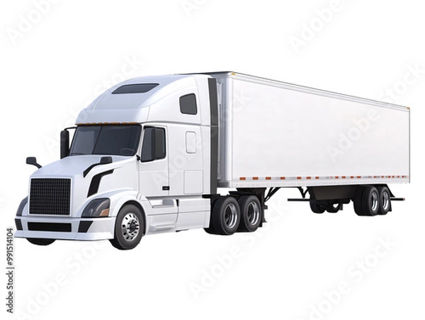 Obraz a white semi truck with a white trailer