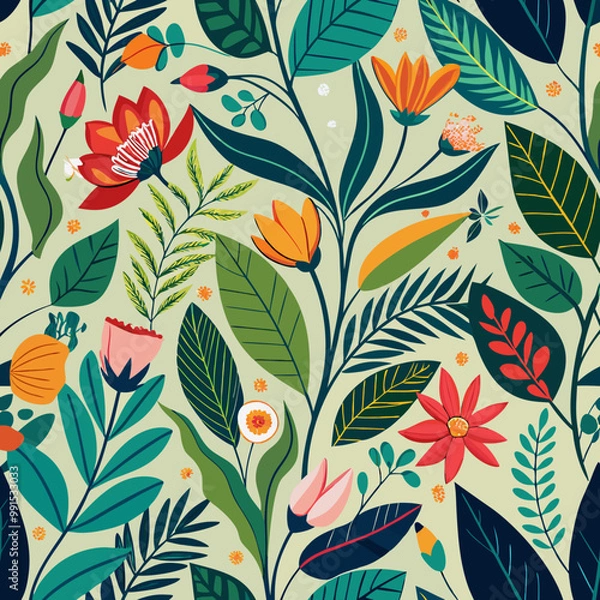 Fototapeta seamless pattern with leaves