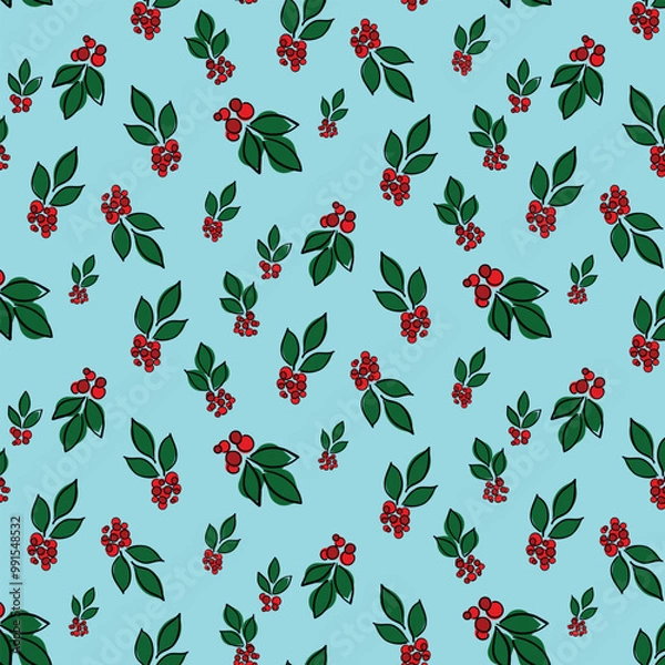 Obraz Christmas holly pattern with your design