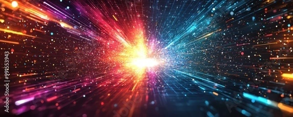 Obraz Abstract background with vibrant colors and square shapes radiating energy and movement