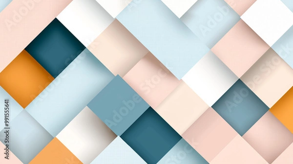 Fototapeta Soft pastel colors create simple geometric pattern, featuring overlapping shapes that evoke sense of calm and creativity. This design is perfect for modern decor or digital backgrounds