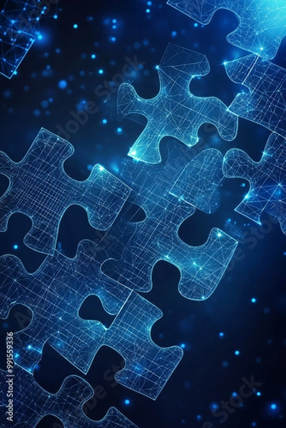 Obraz future technology data puzzle for growing hightech multiple businesses ideas generated by AI